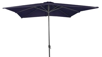 Produktbild von Sonnenschirm 3x3 m UV30+ quadratisch Kurbelschirm Gartenschirm Balkon blau Alu