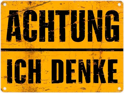 Produktbild von Achtung ich denke - Altes Holzdesign Metallschild in 15x20 cm
