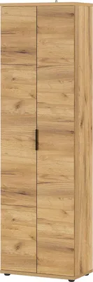 Produktbild von Garderobenschrank "392" in braun mit 2 Türen und 5 Einlegeböden. Abmessungen (BxHxT) 59x199x34 cm