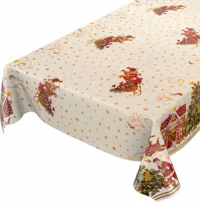 Produktbild von Tischdecke Wachstuch Weihnachten Beige Robust Wasserabweisend Breite 140 cm Länge 140 cm