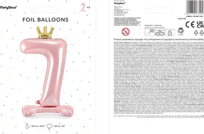 Produktbild von Folien-Standballon Zahl "7", 84 cm, hellrosa