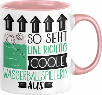 Produktbild von Wasserballspielerin Geschenk Tasse Geschenkidee für Wasserballspielerin Geburtstag Weihnachten Spruch So Sieht Eine Richtig Coole Wasserballspielerin Aus Kaffee-Becher  (Rosa)