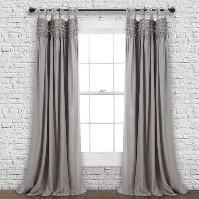 Produktbild von Famanu Fensterpaneelset mit Rüschen - grau, 40" B x 84" L, 1 Stück