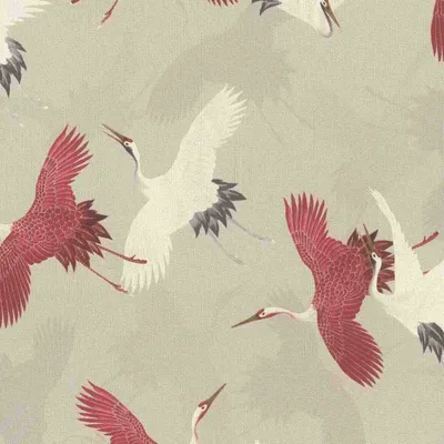 Produktbild von Rasch Vliestapete 560657 Barbara Home III, Kraniche beige-rot, 10,05 x 0,53 m