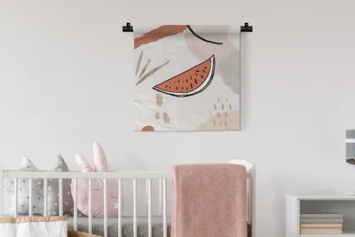 Produktbild von MuchoWow® Wandteppich Wandbehang Sommer - Wassermelone - Weiß 60x60 cm Tapisserie Dekoration Wandtuch - Dekorationen - Wand Decke