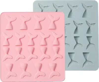 Produktbild von 2 Stück 18 Mulden Meerjungfrauenschwänze Silikonformen, Meerjungfrauen Formen Für Schokolade, Fondant, Kuchendekoration, Cupcake Topper, Harz, Seife, Süßigkeiten, Gumpaste