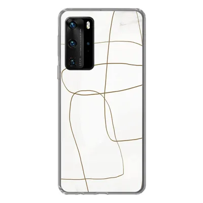 Produktbild von MuchoWow® Handyhülle Schutzhülle Hülle für Huawei P40 Pro Kunst - Braun - Weiß - Abstrakt Silikon Softcase Handy Hülle - Schutz