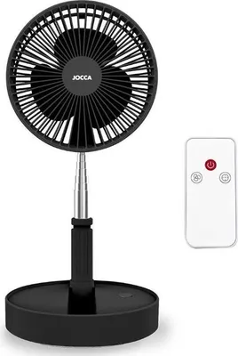Image de Ventilateur à Batterie Sans fil Silencieux USB NOIR  Pied Pliable & Télescopique Télécommande Autonomie 24h Jocca