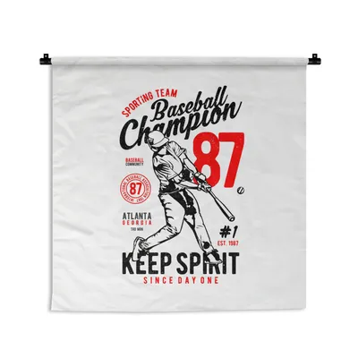 Obrázek produktu pro MuchoWow® Tapiserie Věšení na zeď Baseball - Pálka - Vintage 60x60 Tapiserie dekorace Nástěnná šála