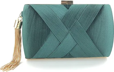 Image de Vert Femme Pochette de soirée Sac à main élégant Sac à chaîne avec pendentif glands pour mariage