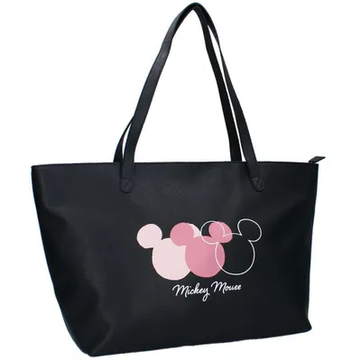 Produktbild von Große Damen Shopping-Tasche | schwarz Kunstleder | Disney Mickey Mouse