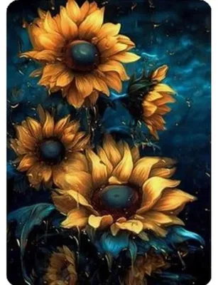 Produktbild von Diamantmosaik "Sonnenblumen in der Nacht", 30x40 cm, kreative Diamanten