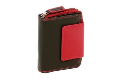 Produktbild von LEAS Reißverschlussbörse Echt-Leder, schwarz-rot 12x9x3,5cm (LxBxH) Zipper-Collection