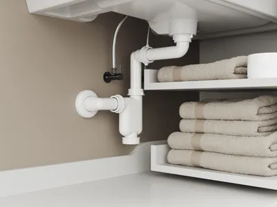 Produktbild von Aqua Bagno Raumsparsiphon  Siphon für Badmöbel - DN32 - Kunststoff weiß