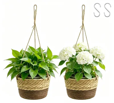 Productafbeelding van Hangende bloempot voor binnen, set van 2, 20 cm, zeegras