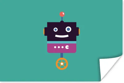 Produktbild von MuchoWow® Poster Roboter - Rad - Lila - Grün - Jungen - Kinder 120x80 cm - Bilder