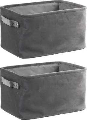 Produktbild von Aufbewahrungskörbe - 33 x 23 cm - Grau - Samt - mit Griffen - 2er Set
