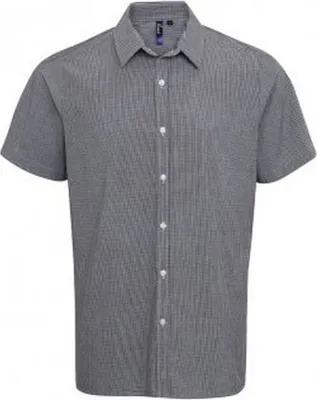 Produktbild von Premier Herren Hemd mit Vichykaro, kurzärmlig PC3100 (XL) (Schwarz/Weiß)