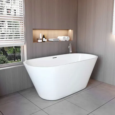 Produktbild von AICA freistehende Badewanne 150x70cm Oval Acrylwannen inkl.Ab-/Überlauf.Vorinstalliertes Zubehör