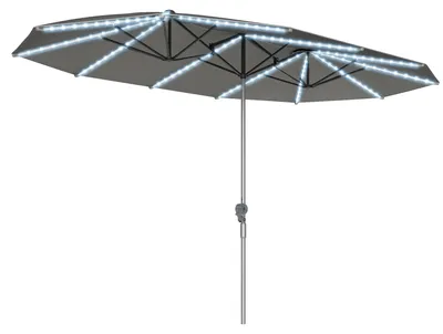 Productafbeelding van Dubbele Tuinparasol - Terrasparasol - Zweefparasol - Balkonparasol - UV-parasol - Donkergrijs