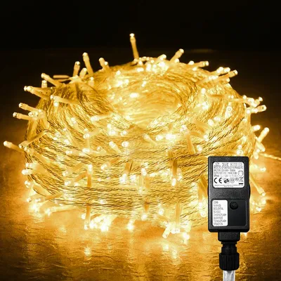 Immagine prodotto di Jiubiaz 20M 200 LED luci fiabesche bianco caldo 8 modalità di luce festa giardino interno esterno decorazione luci di Natale IP44