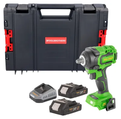 Produktbild von Procraft PWA18bb Akku Schlagschrauber 20 V 550 Nm 1/2" Brushless + 2x Akku 2,0 Ah + Ladegerät + RHINO Toolcase