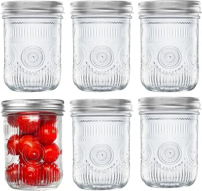 Immagine prodotto di Set di contenitori in vetro - Contenitori per alimenti con coperchio - Per conservare gli alimenti - Chiusura ermetica - 6 pezzi da 473 ml - Trasparente