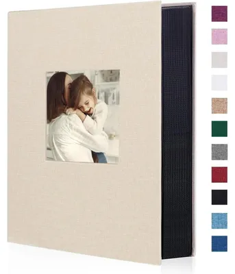 Productafbeelding van Fotoalbum, linnen, 300 foto's, 10x15 cm, beige, met venster van 33x21,6 cm