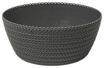Produktbild von Pflanzschale Jersey Anthrazit ø 24 cm aus Kunststoff mit Strickmusteroptik und Bewässerungseinsatz