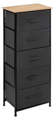 Produktbild von 5FIVE Aufbewahrungsschrank Pisa - 5 Korbe - grau - 45 x 30 x 114 cm - Metall/Holz/Stoff - Aufbewahru