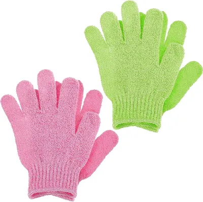 Produktbild von 2 Paar Peeling Handschuhe Körper Dusche Scrubbing Handschuh Dual Textur Bad Handschuhe für Dusche Spa Massage Tote Haut Entferner Peeling Mitts Badezubehör