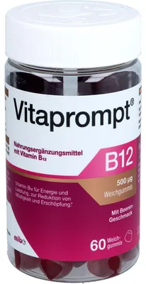 Immagine prodotto di Vitaprompt B12 500 µg Caramelle gommose per energia e prestazioni, 60 caramelle gommose
