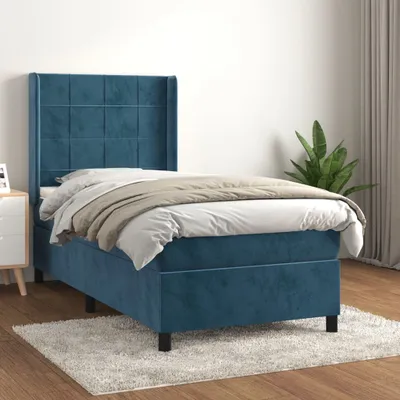 Produktbild von Boxspringbett mit Matratze Dunkelblau 90x200 cm Samt