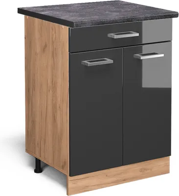 Immagine prodotto di Mobiletto base per cucina Vicco R-Line Antracite lucido 60 cm con cassetto, PL Antracite, Model 46969