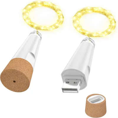 Productafbeelding van USB oplaadbare wijnflesverlichting met kurk - 2024 versie LED sfeerverlichting - Decoratieve string lights voor kerst