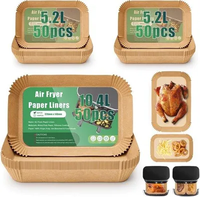 Immagine prodotto di 150 fogli di carta da forno per friggitrice ad aria da 10,4 L e 5,2 L