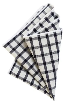 Produktbild von DonDon Herren kariertes Einstecktuch 23 x 23 cm Baumwolle Karomuster - Schwarz-weiß kariert