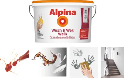 Produktbild von Alpina 5 Liter weiße Wandfarben für Innen Wisch&Weg Farbe