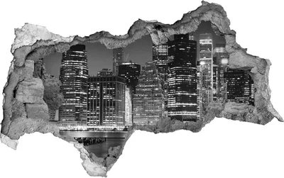 Produktbild von Selbstklebender Loch-3D-Aufkleber 95x73 cm Manhattan bei Nacht