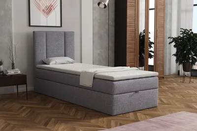 Produktbild von MR GROUP Boxspringbett Alta 100x200 cm Kinderbett, Jugendbett, Einzelbetten, Bett mit Stauraum, Polsterbett Matratze Topper H3 Schlafzimmer, hellgrau