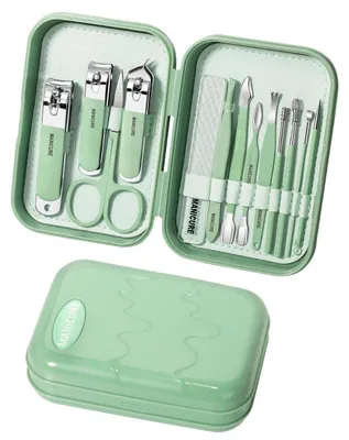 Immagine prodotto di Kit manicure 13-in-1, acciaio inossidabile, verde, 13 pezzi