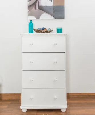 Produktbild von Kommode Kiefer massiv Vollholz weiß lackiert Junco 145 - Abmessung 100 x 60 x 42 cm