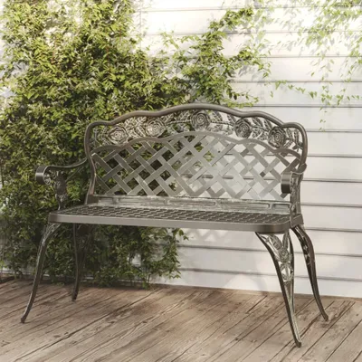 Immagine prodotto di The Living Store panchina da giardino 108 cm in fusione di alluminio verde