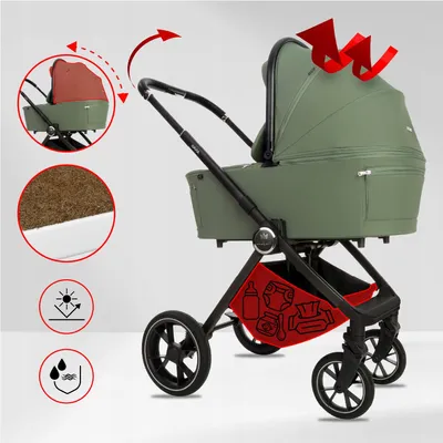 Obrázok produktu pre BabyLux® Kočík 4v1 Set GAVIA, Skladací a ľahký, Kombinovaných Kočíkov Vrátane Vaničky, Cestovného Kočíka, Autosedačky I-Size, Základne do Auta, 4 Polohy Sklonu, 0–22 kg, UV 50+