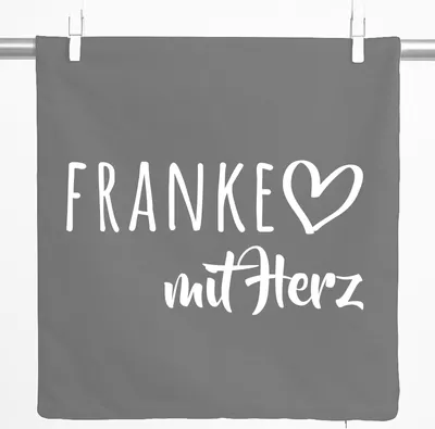 Produktbild von Huuraa Kissenbezug Franke mit Herz 40x40cm Steel Grey Baumwolle Dekokissenbezug Geschenkidee