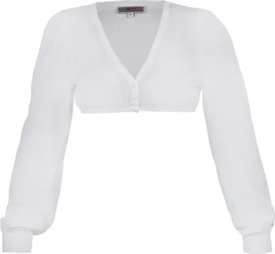Produktbild von MarJo Dirndlbluse Thurnau weiß transparent Langarm V-Ausschnitt Größe 52