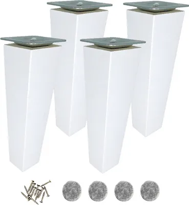 Produktbild von Möbelfuß Buche 18 cm weiß lackiert – Set 4x mit Montageset