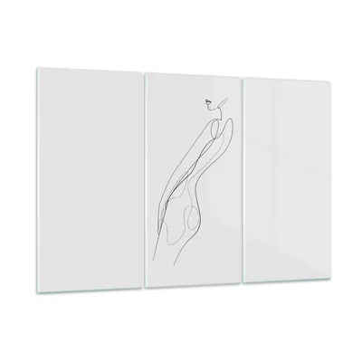 Produktbild von Bilder auf glas - 3 Teile - Kontur Frau Minimalismus - 165x110cm - Glasbilder - Wandbilder - Bilder - zum Aufhängen bereit - Wanddekoration aus Glas - Glas Bilder - Wandbild auf Glas - GCE165x110-4242