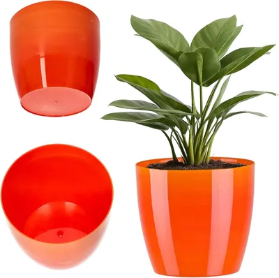 Zdjęcie produktu dla KADAX Doniczka Osłonka Donica 16cm Na Kwiaty Pomarańczowa marmur Salon Kwietnik