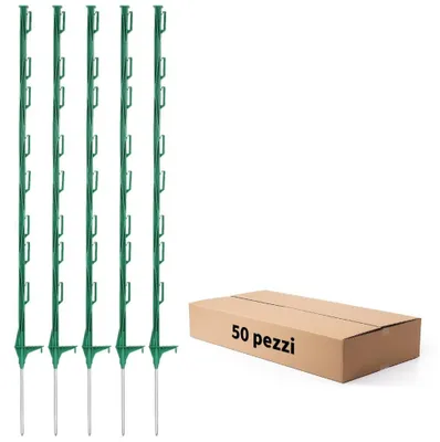 Zaunpfähle Kunststoff 122 cm, 50 Stück, mit 8 Ösen